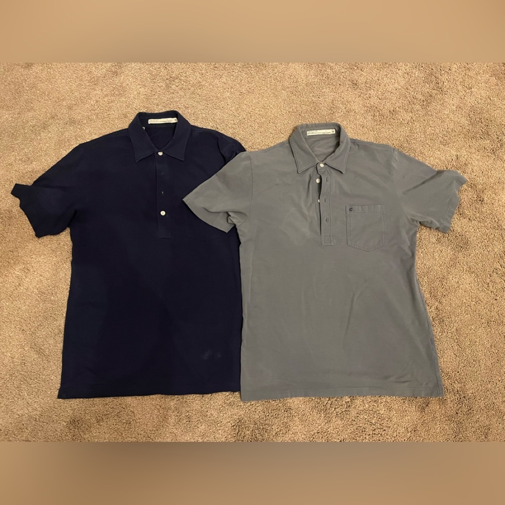 Criquet Men's Polo Shirts in Navy and Gray-Size Small